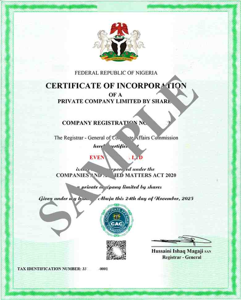 CAC Certificate of Incorporation